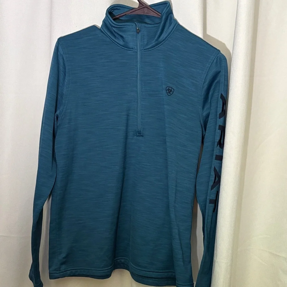 Ariat Women's Tek Team 1/2-Zip Teal Heather Sweatshirt Size Small